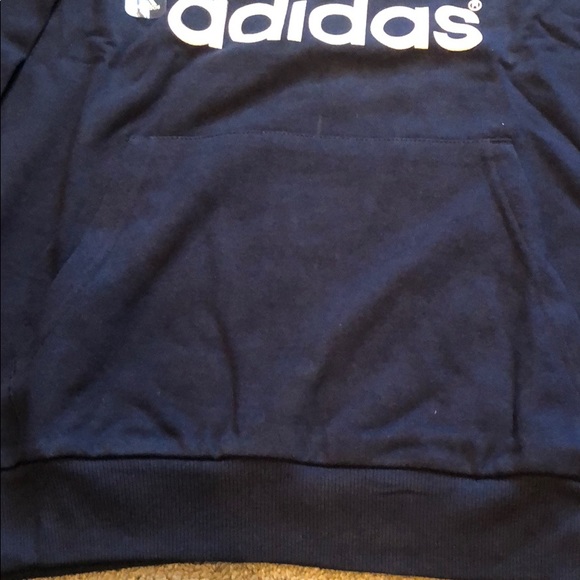 NWT Mens Adidas Navy Blue Trefoil Fleece Hoodie - Picture 7 of 11